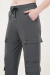 Vortex Regular Fit Nylon Cargo Track Pants - Charcoal Grey (Women)