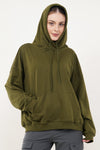 Cozy Oversized Cotton Hoodie - Olive Green (Women)