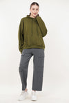 Cozy Oversized Cotton Hoodie - Olive Green (Women)