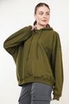Cozy Oversized Cotton Hoodie - Olive Green (Women)