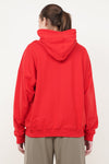 Cloud Oversized Raw Edge Seam Cotton Hoodie - Red (Women)