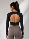 Ziva Full Sleeves Nylon Sports Bra - Black (Women)