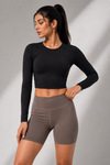 Ziva Full Sleeves Nylon Sports Bra - Black (Women)