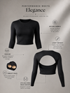 Ziva Full Sleeves Nylon Sports Bra - Black (Women)