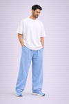 Indian Hawk Men's Relaxed Fit Light Blue Casual Cotton Joggers