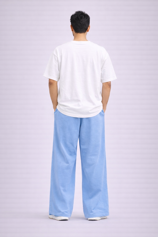 Indian Hawk Men's Relaxed Fit Light Blue Casual Cotton Joggers