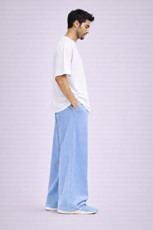 Indian Hawk Men's Relaxed Fit Light Blue Casual Cotton Joggers