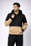 INDIAN HAWK Black & Beige Color Block Hoodie for Men