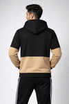 INDIAN HAWK Black & Beige Color Block Hoodie for Men
