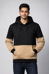 INDIAN HAWK Black & Beige Color Block Hoodie for Men