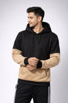 INDIAN HAWK Black & Beige Color Block Hoodie for Men