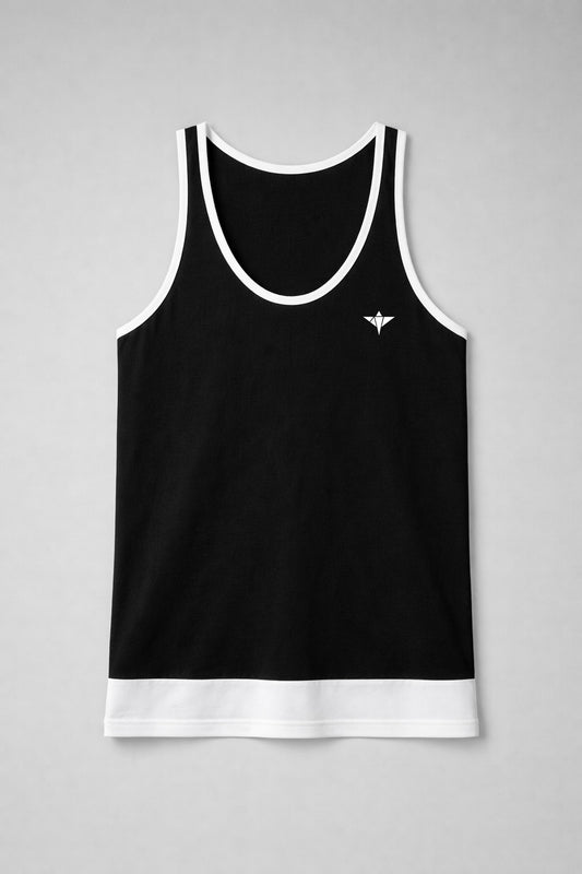 INDIAN HAWK Black Contrast Trim Gym Vest for Men