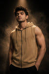 Roar Sleeveless Regular Fit Cotton Hoodie - Mustard Yellow (Men)