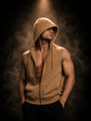 Roar Sleeveless Regular Fit Cotton Hoodie - Mustard Yellow (Men)