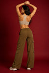 Vortex Regular Fit Nylon Cargo Track Pants - Olive (Women)