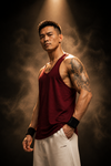 Lifted Deepcut Cotton Gym Tank Top - Maroon (Men)