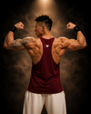 Lifted Deepcut Cotton Gym Tank Top - Maroon (Men)