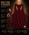 Lifted Deepcut Cotton Gym Tank Top - Maroon (Men)