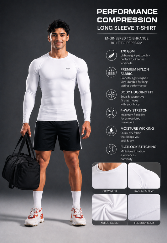 Nova Full Sleeve Compression T-Shirt - White (Men)