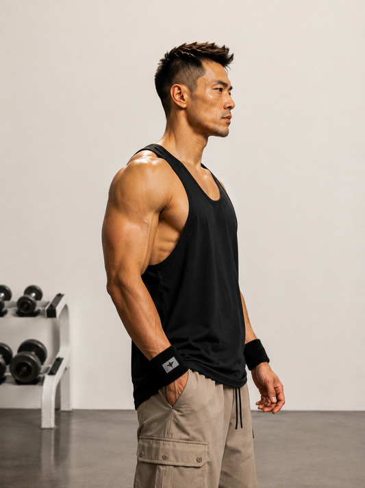 Lifted Deepcut Cotton Gym Tank Top - Black (Men)