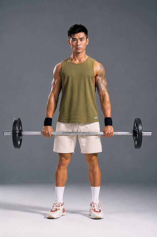 Lifted Deepcut Cotton Gym Tank Top - Olive Green (Men)