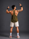 Lifted Deepcut Cotton Gym Tank Top - Olive Green (Men)