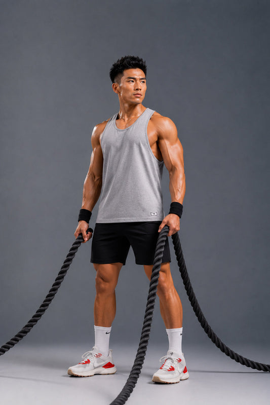Lifted Deepcut Cotton Gym Tank - Grey (Men)