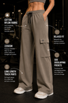 Elevate Loose Fit Nylon Cargo Track Pants - Olive Green (Women)