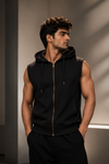 Roar Sleeveless Regular Fit Cotton Hoodie - Black (Men)