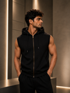 Roar Sleeveless Regular Fit Cotton Hoodie - Black (Men)