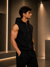 Roar Sleeveless Regular Fit Cotton Hoodie - Black (Men)
