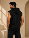 Rage sleeveless oversized cotton hoodie - Black (Men)