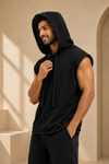 Rage sleeveless oversized cotton hoodie - Black (Men)