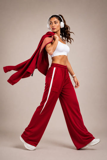 Evo Relaxed Fit Cotton Track Pants - Red (Women)