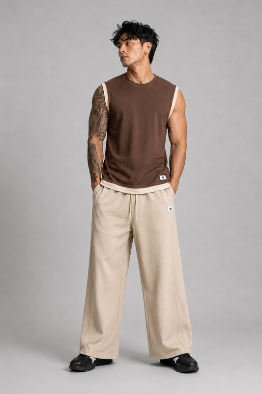 Dripz Sleeveless Cotton T-Shirt - Brown (Men)