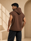 Rage sleeveless oversized cotton hoodie - Brown (Men)
