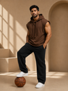 Rage sleeveless oversized cotton hoodie - Brown (Men)