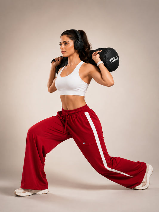 Evo Relaxed Fit Cotton Track Pants - Red (Women)