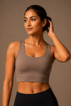 Aroma Asymmetrical Nylon Sports Bra - Grey (Women)