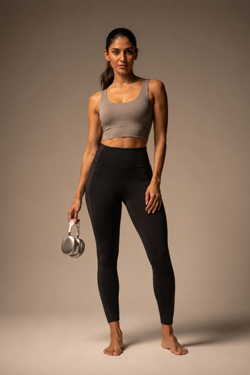 Aroma Asymmetrical Nylon Sports Bra - Grey (Women)