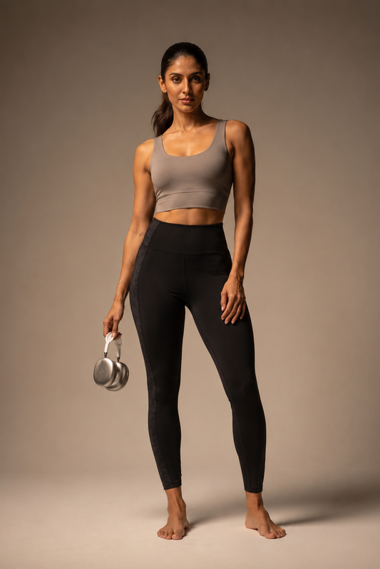 Aroma Asymmetrical Nylon Sports Bra - Grey (Women)