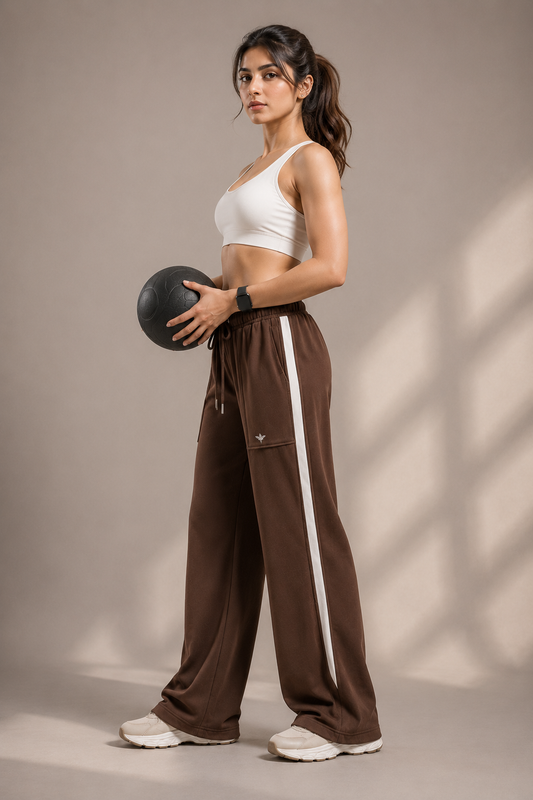 Evo Relaxed Fit Cotton Track Pants - Brown (Women)