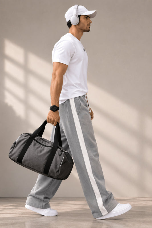 Prime Relaxed Fit Cotton Track Pants - Grey (Men)