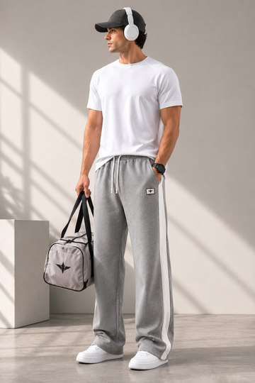 Prime Relaxed Fit Cotton Track Pants - Grey (Men)