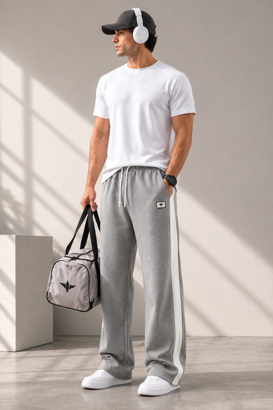 Prime Relaxed Fit Cotton Track Pants - Grey (Men)