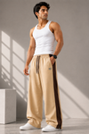 Burn Relaxed Fit Cotton Track Pants - Beige (Men)