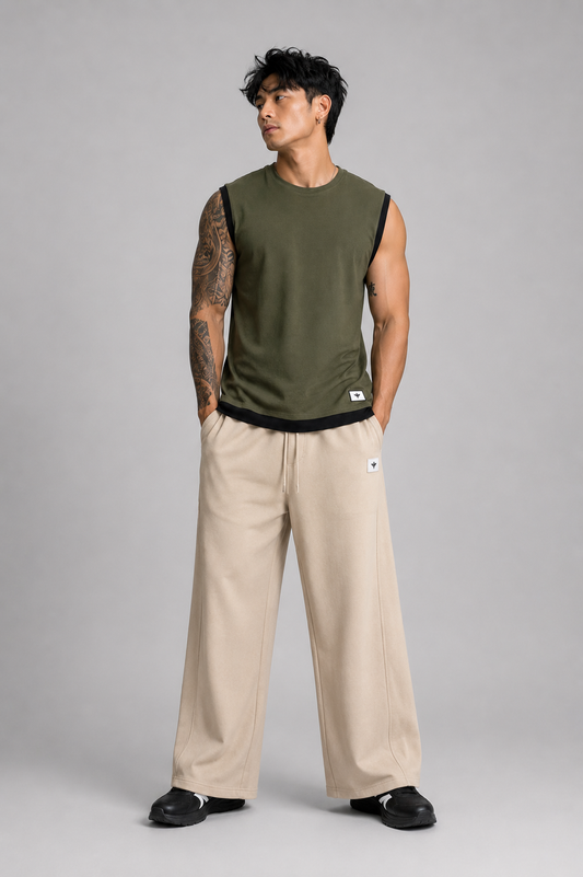 Dripz Sleeveless Cotton T-Shirt - Olive Green (Men)