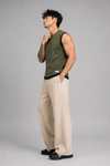 Dripz Sleeveless Cotton T-Shirt - Olive Green (Men)