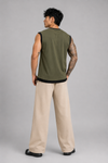 Dripz Sleeveless Cotton T-Shirt - Olive Green (Men)