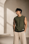 Dripz Sleeveless Cotton T-Shirt - Olive Green (Men)